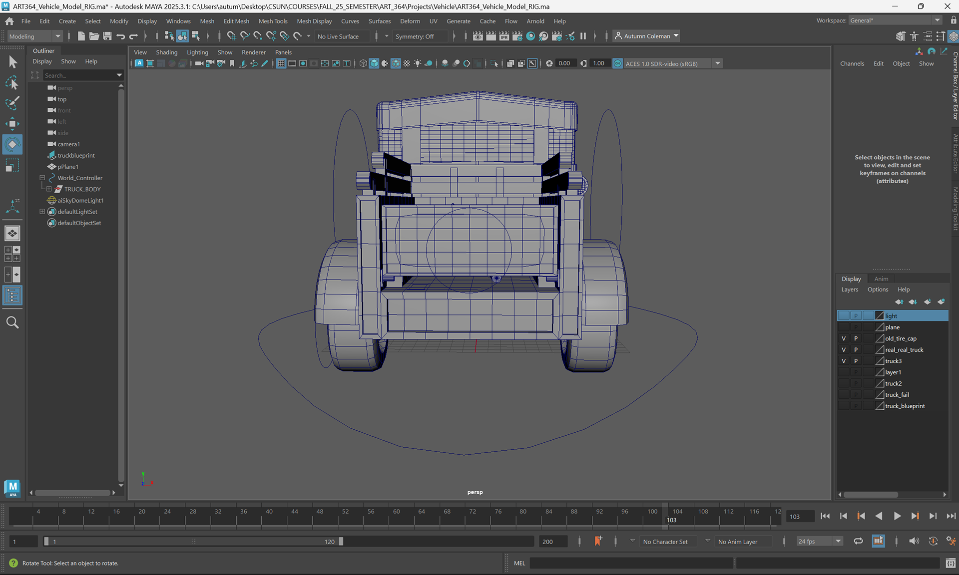 Truck Rough Model RIG with Controllers Back