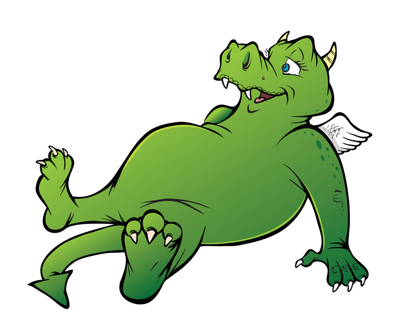 cartoon friendly dragon sitting