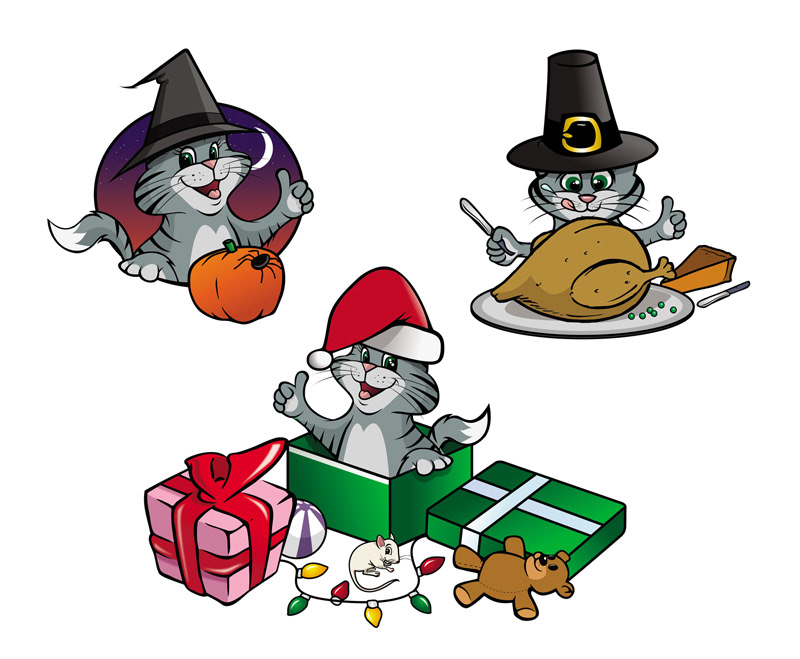 cartoon kitten holidays