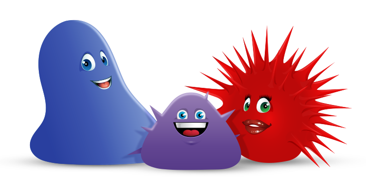 cartoon alien creature blob family