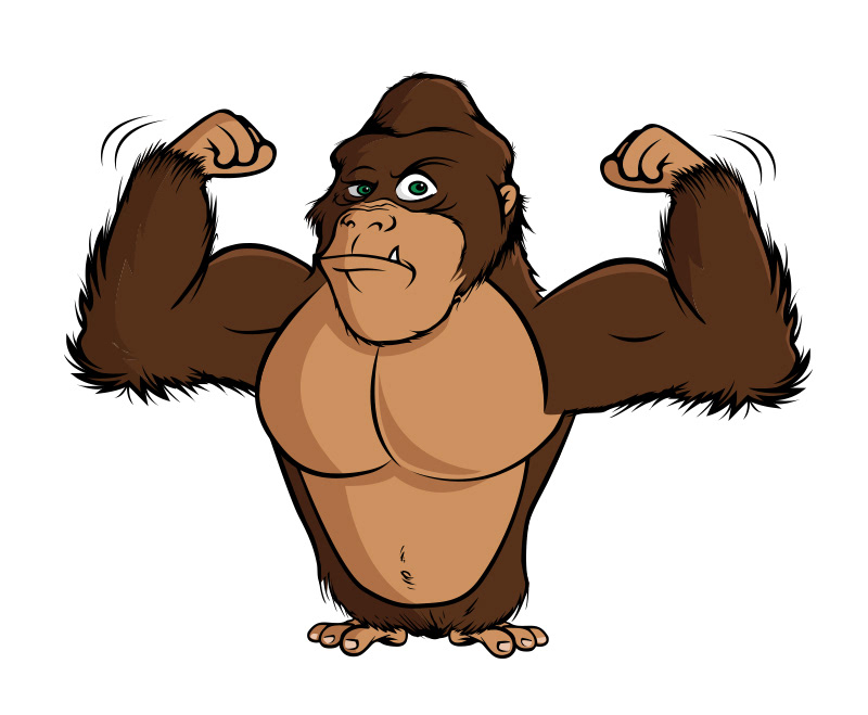 cartoon gorilla flexing muscles