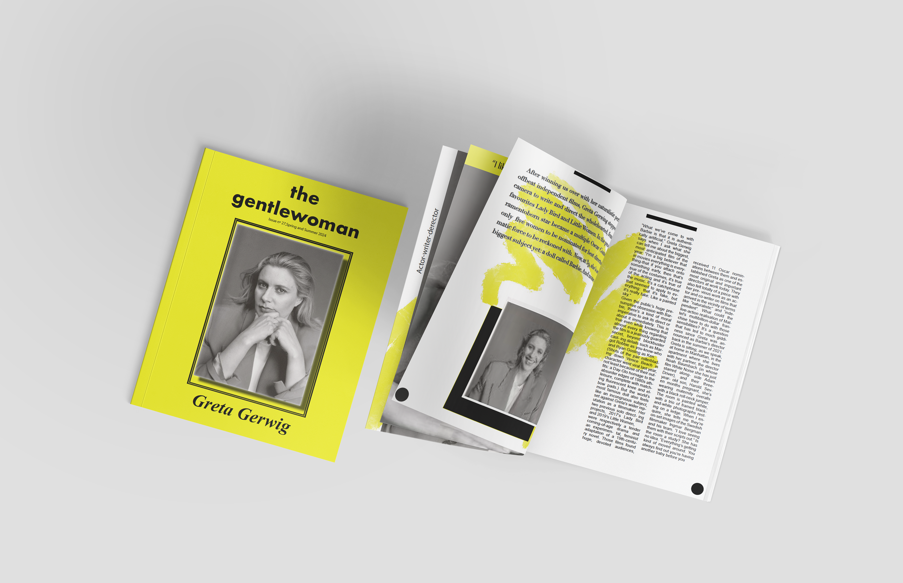 Magazine design for article about Greta Gerwig - The Gentlewoman