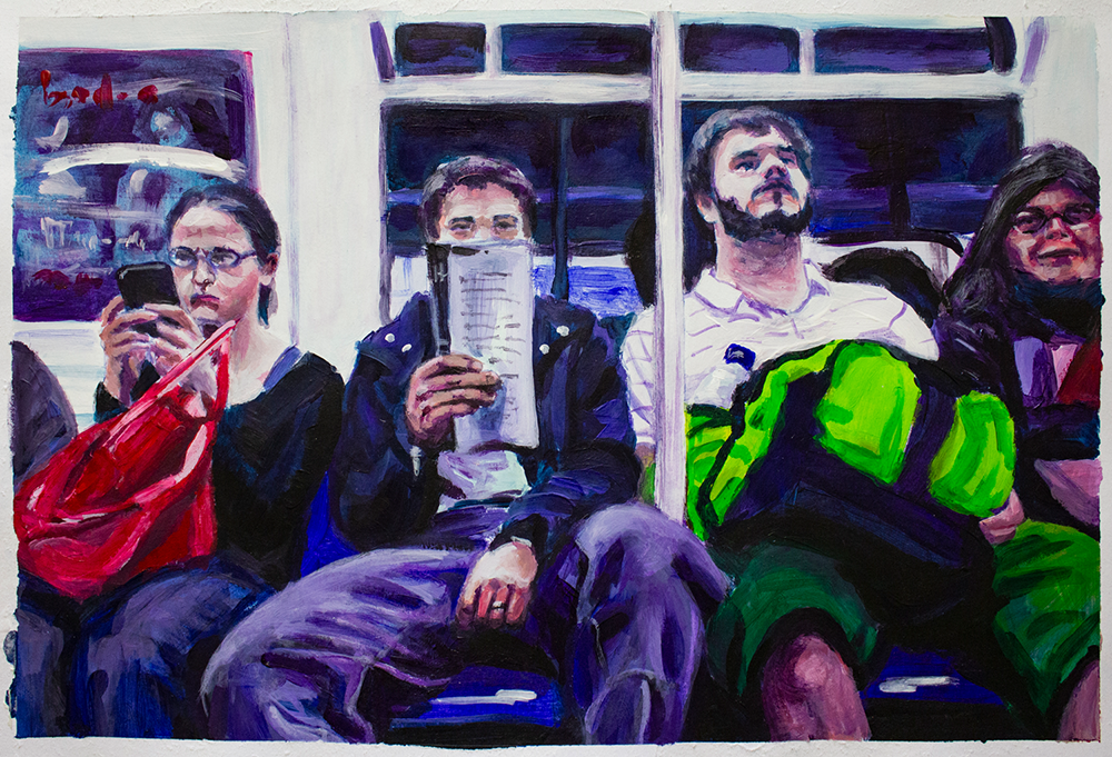 Public Transport 2018 • Acrylics on paper • 26,5 x 39,5 cm