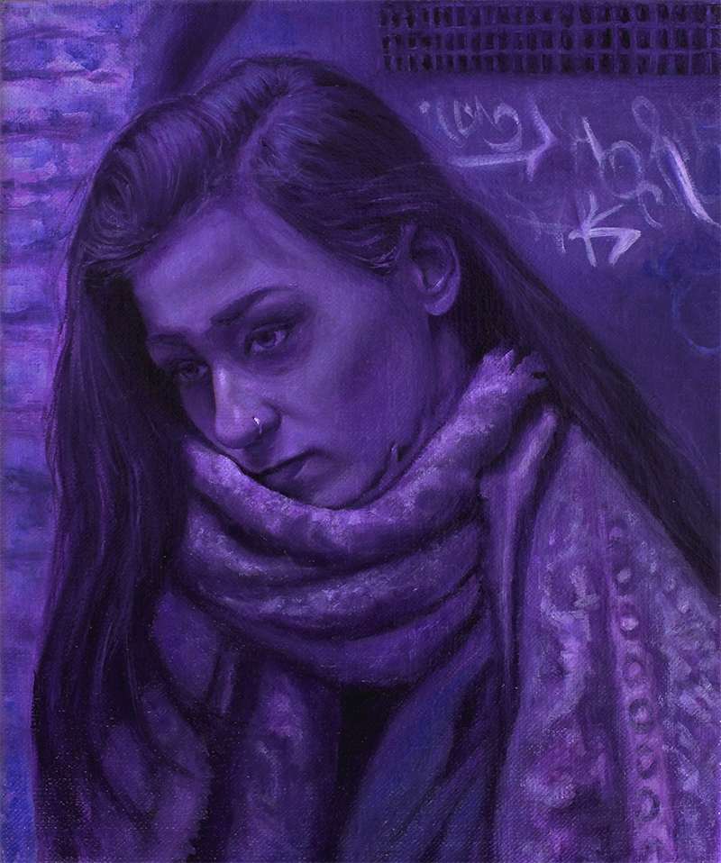 Self Portrait 2019 • Water mixable oil paint on linen canvas • 24 x 20 cm
