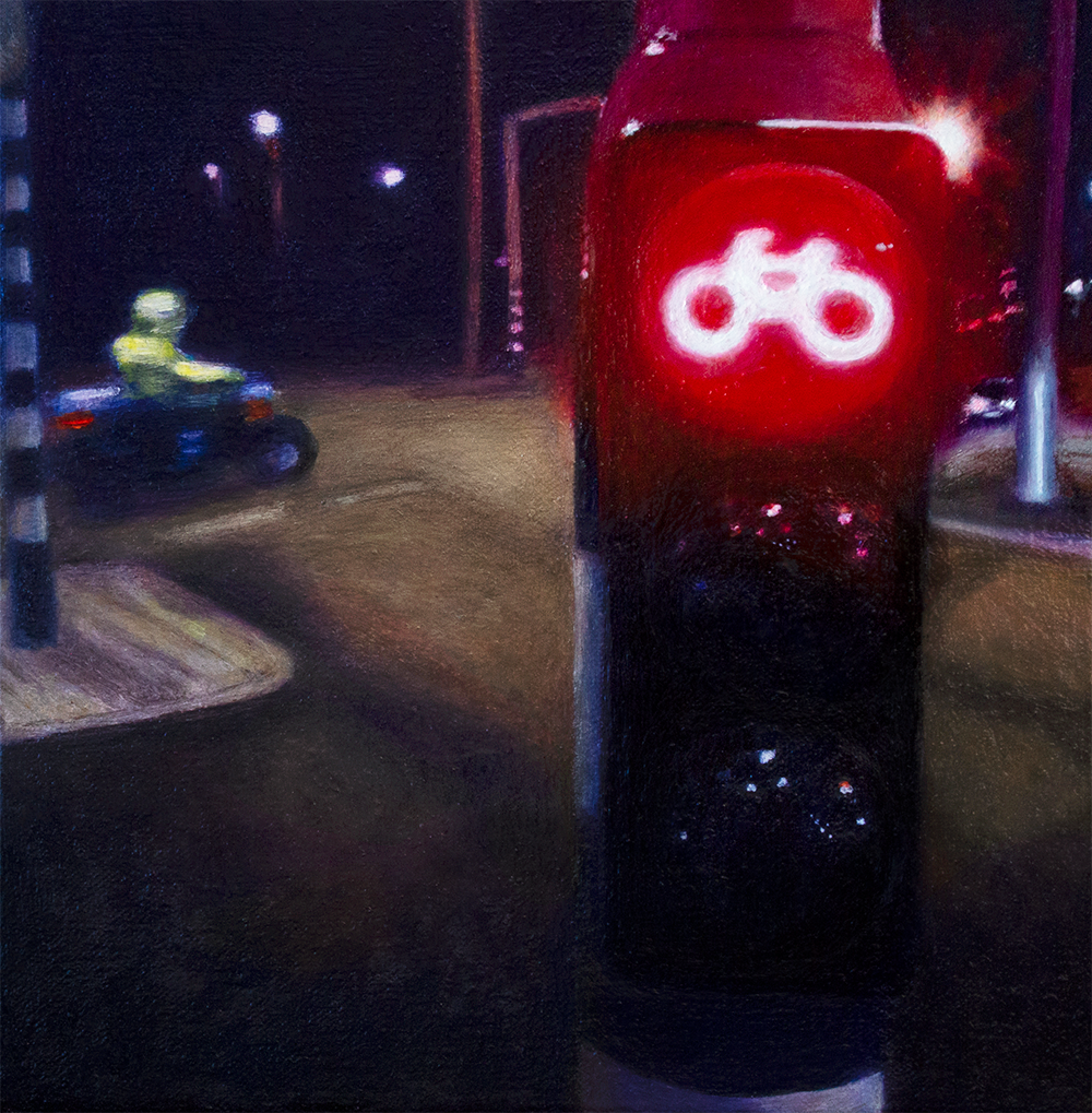 SOLD - Traffic Light 2019 • Water mixable oil paint on canvas • 18 x 18 cm