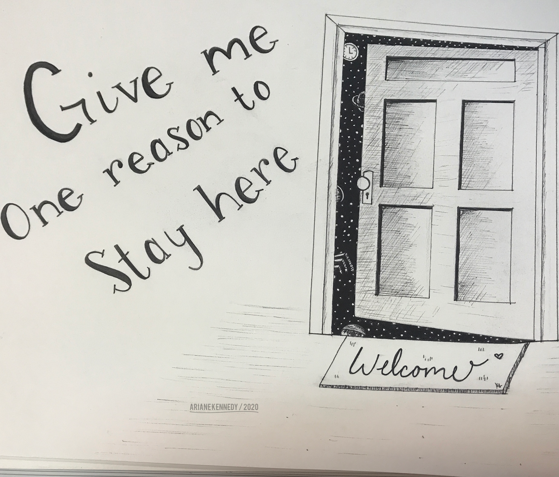 Give Me One Reason, 2020,  mixed media on paper, 9 x 12 in.