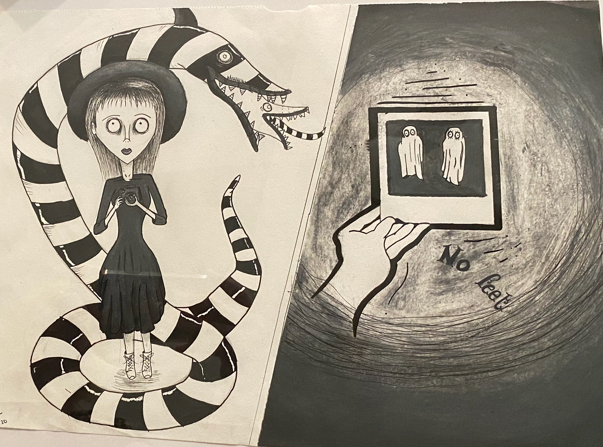 Beetlejuice Art, 2021, mixed media on paper, 9 x 12 in.