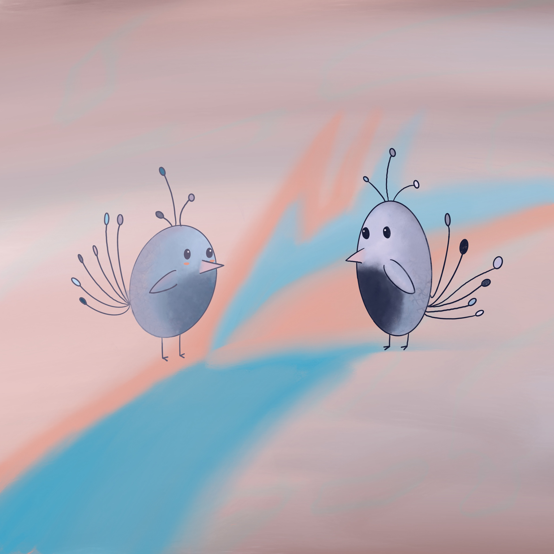 Bird Brothers, 2021, digital illustration created with Adobe Procreate, 10 x 10 in. 