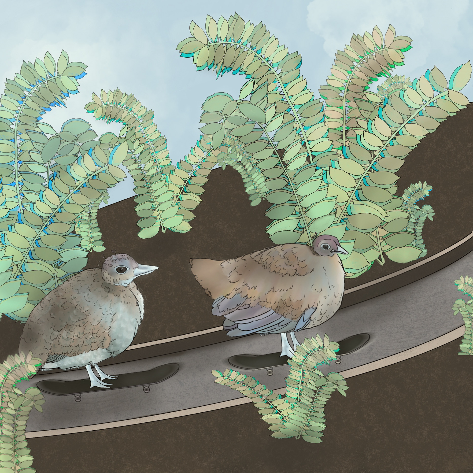 Skatebirding, 2021, digital illustration created with Adobe Procreate, 10 x 10 in. 