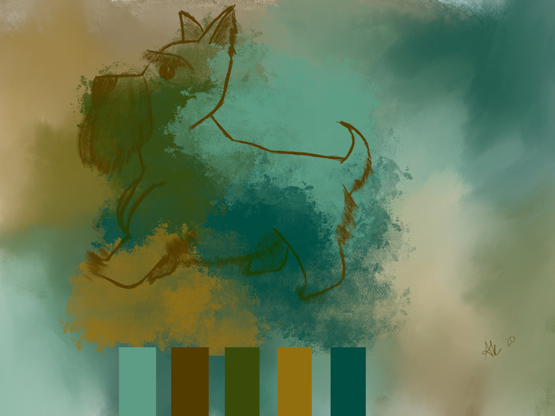 Surrealist Dog, 2021, digital illustration created using Adobe Procreate, 9 x 12 in.