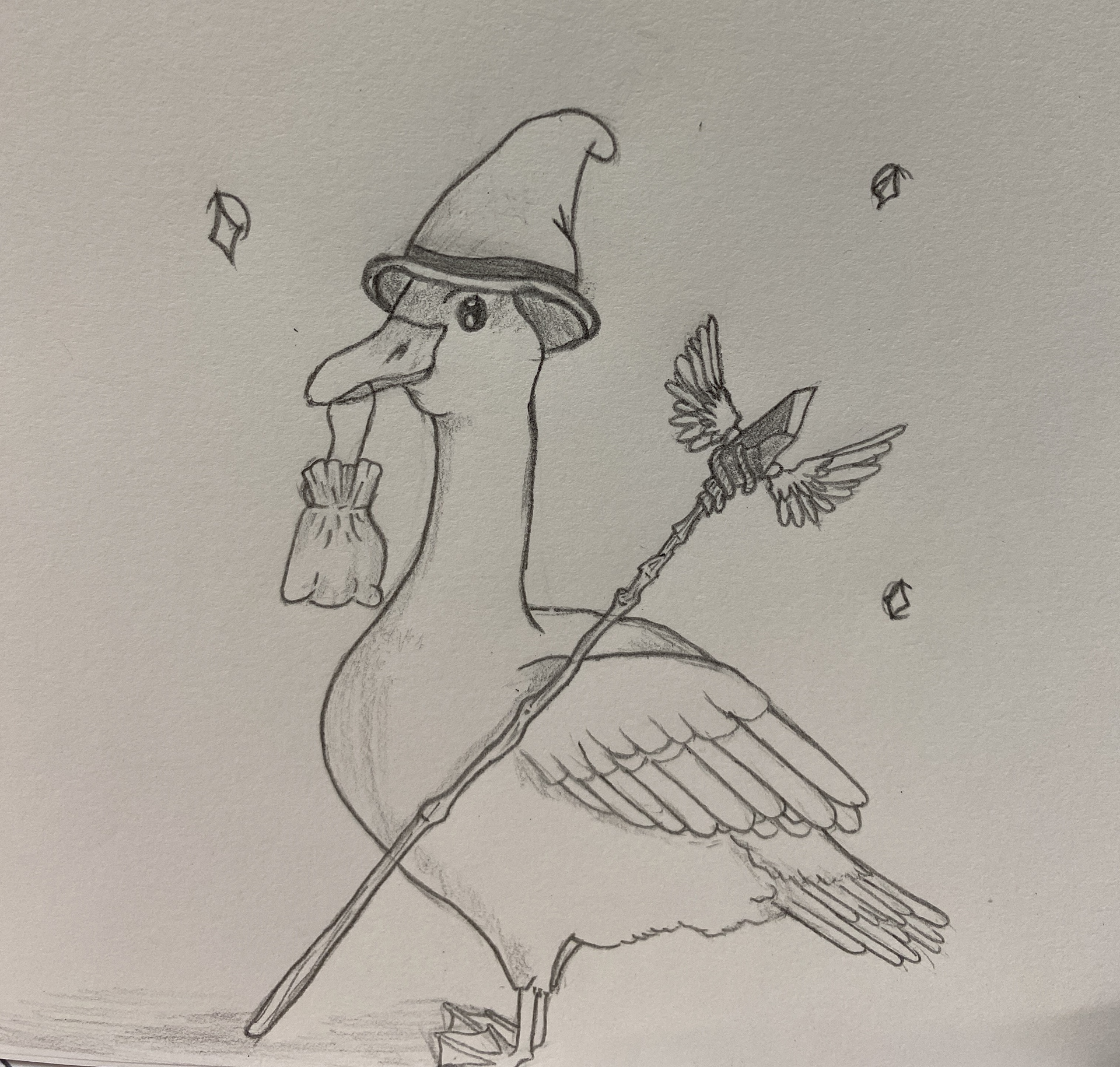 Duck Wizardry, 2019, graphite on paper, 5 x 5 in. 