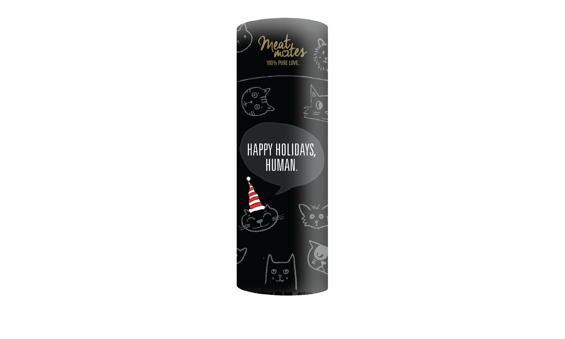 Packaging design for a canister of canned dog food for a pet Christmas gift.  