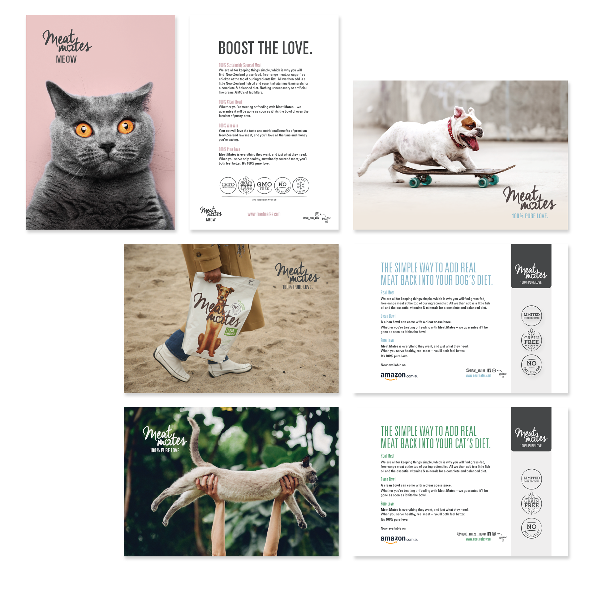 Design of promotional postcards for fun and quirky pet food range.
