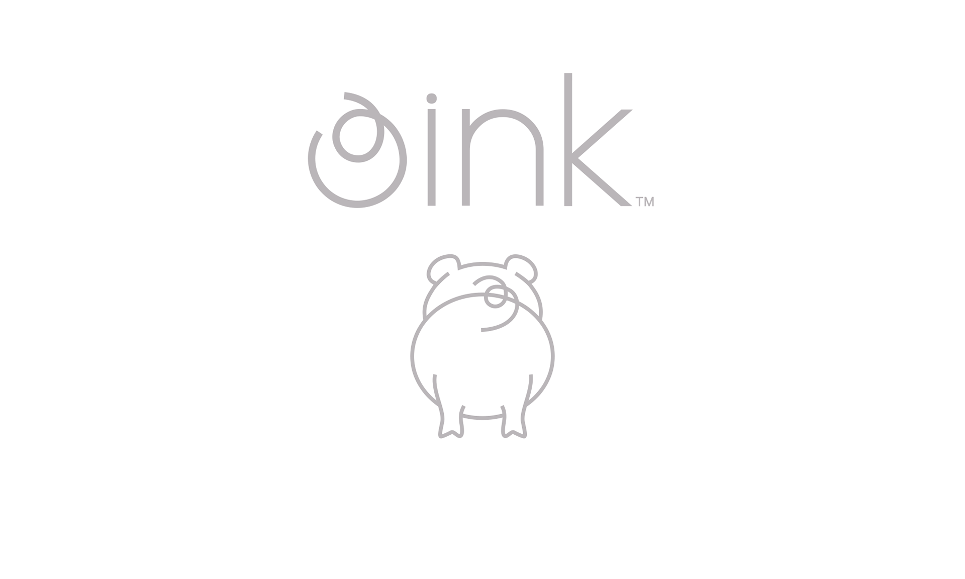 Logotype design for Oink which is a baby clothing brand. Includes a cute illustration of a pig. 