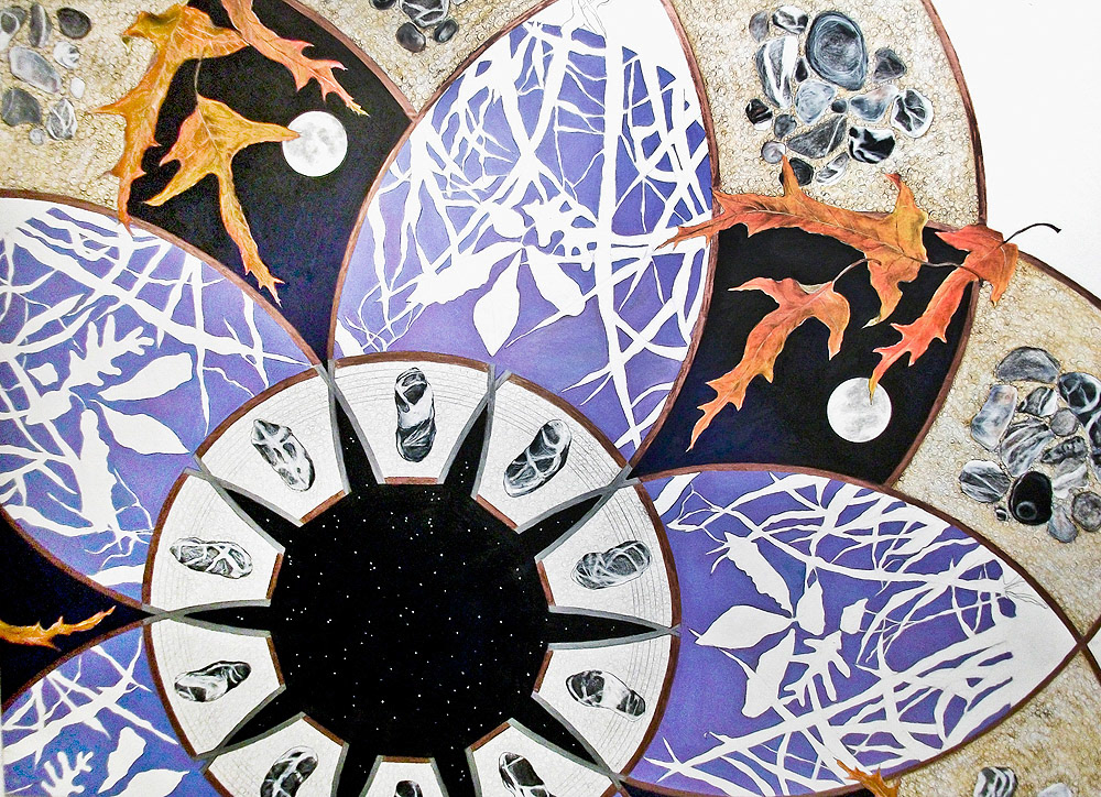 Big Moon, 2011, mixed media on paper, 52"x36"