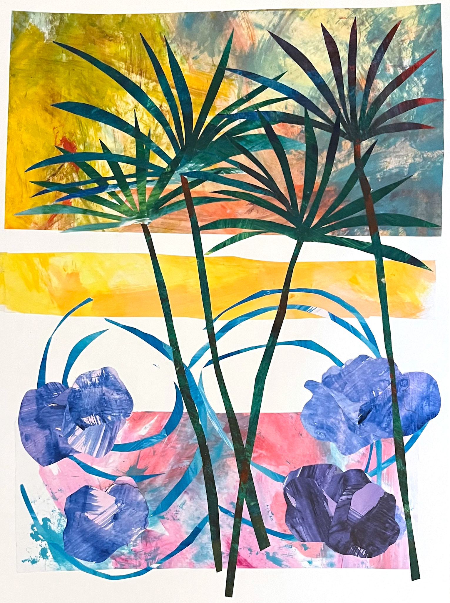 Papyrus and Pistia2, collage, 20"x15"