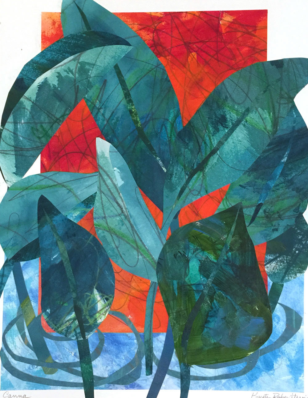 Canna, collage, 20"x15"
