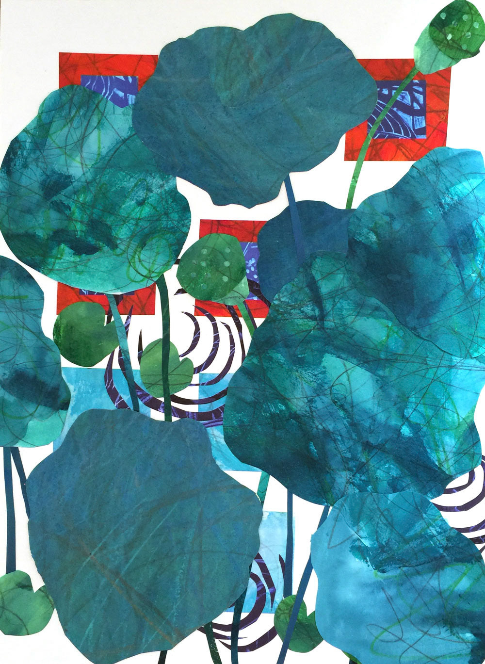 Lotus N Color, collage, 20"x15"