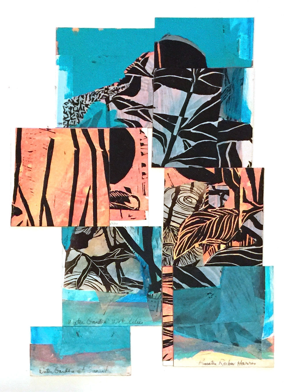 Square 3, collage of recycled woodcuts, 20"x15"
