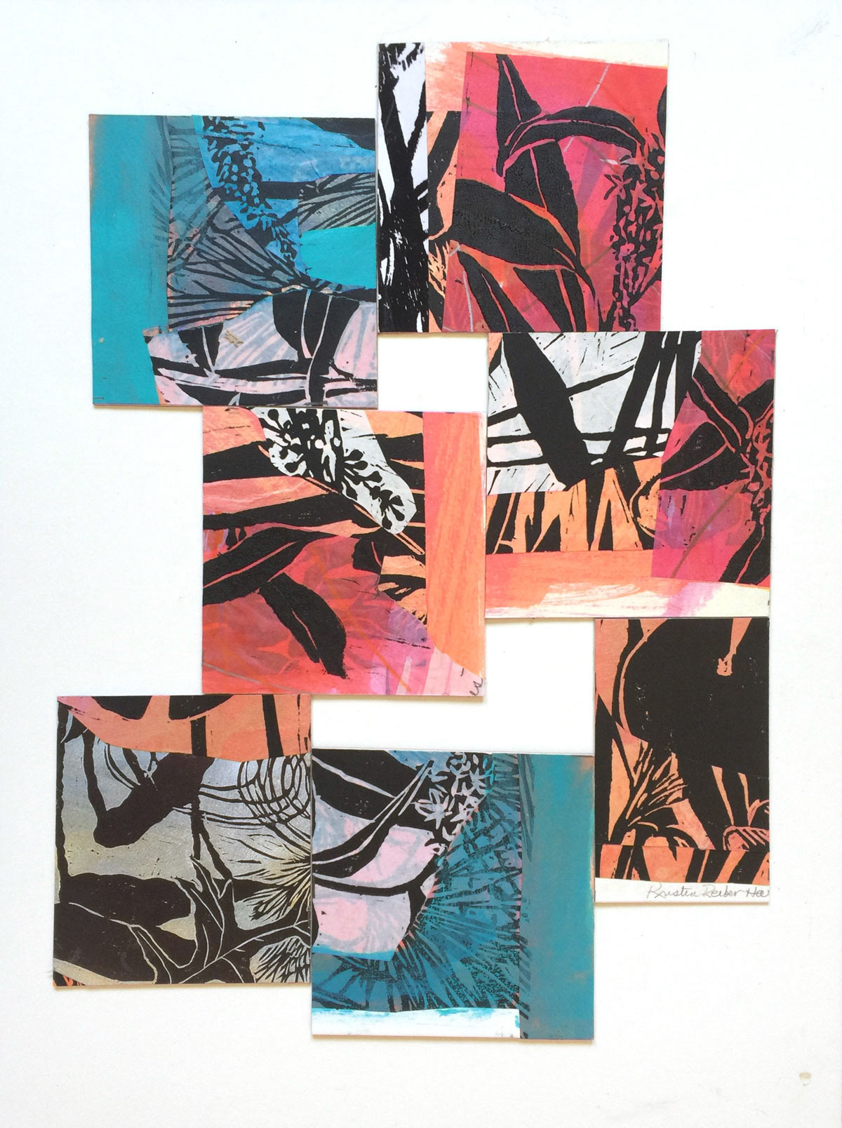 Square 1, collage of recycled woodcuts, 20"x15"