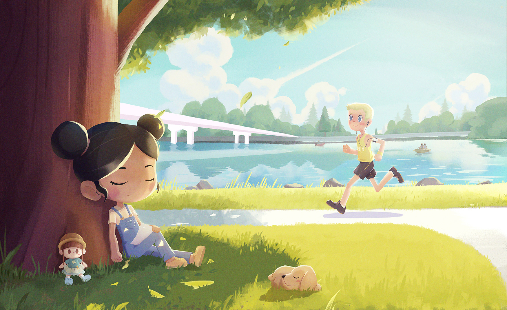 The little girl nap in the park