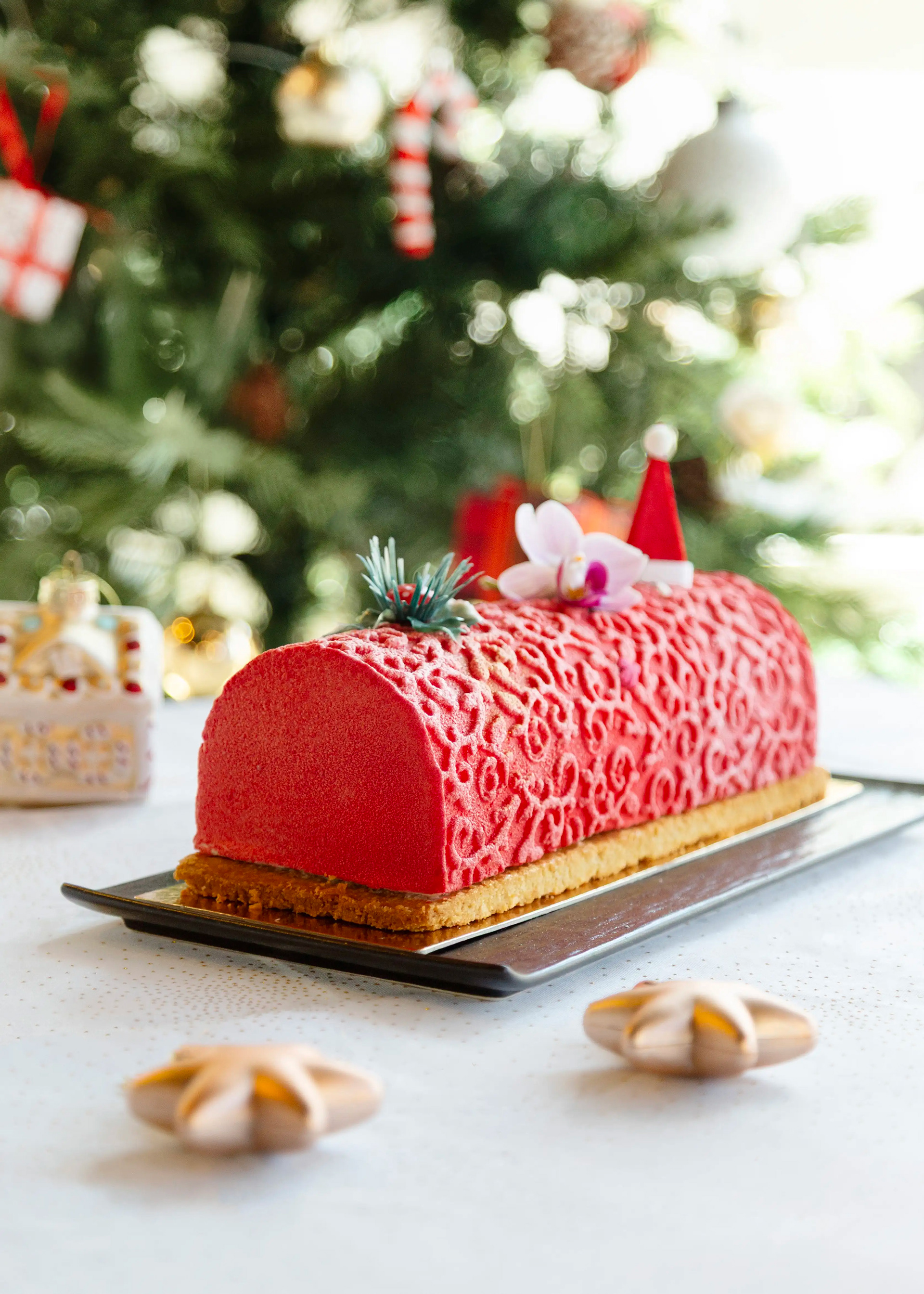 bûche de Noël rouge