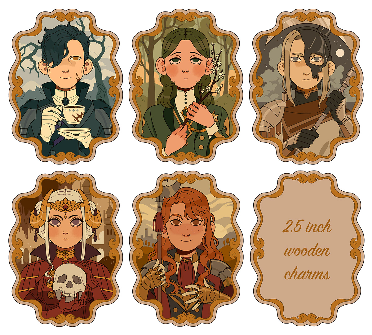 2.5 in wooden charms