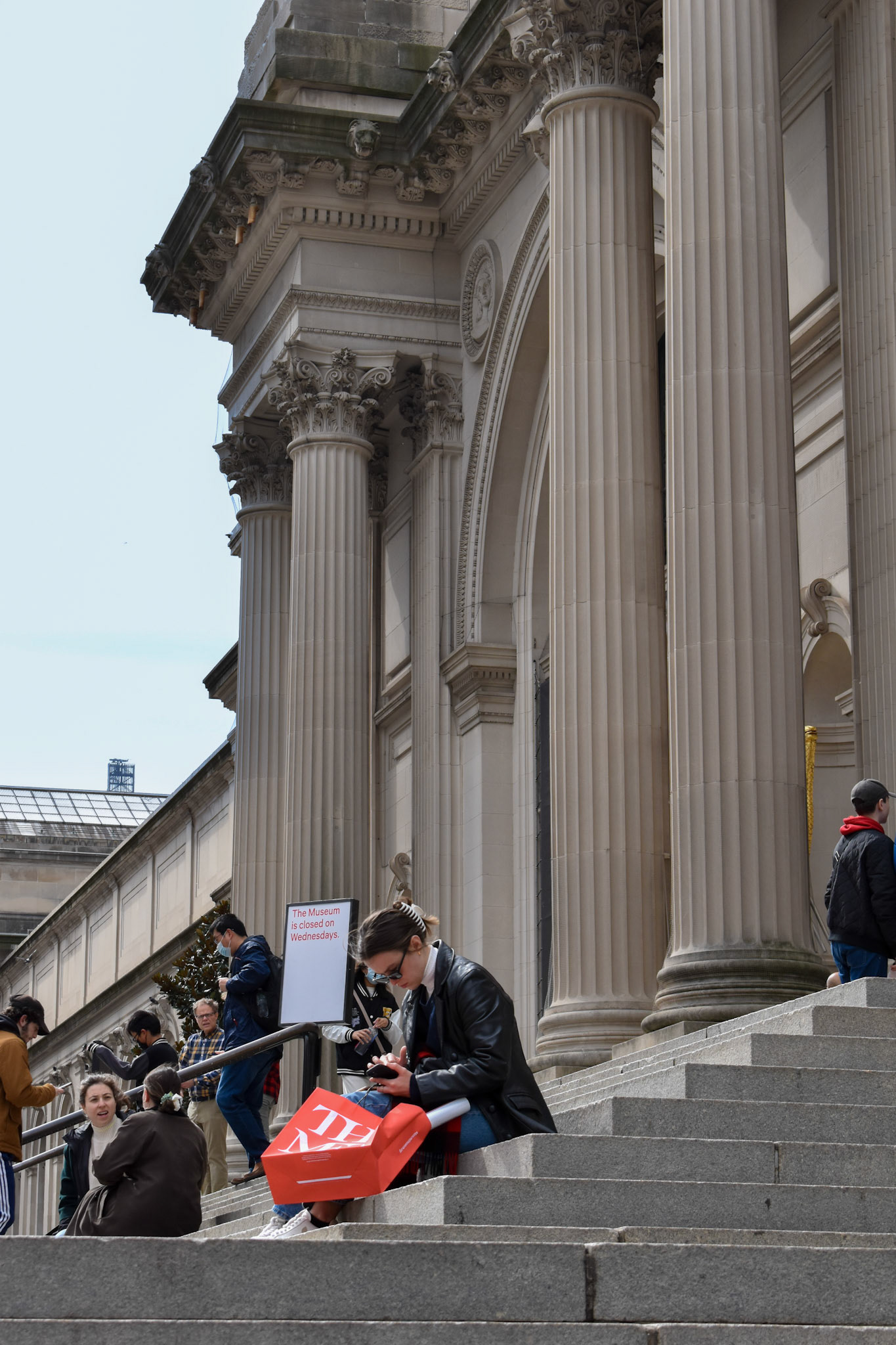 Lady At The Met: A woman at the Met checks her phone.