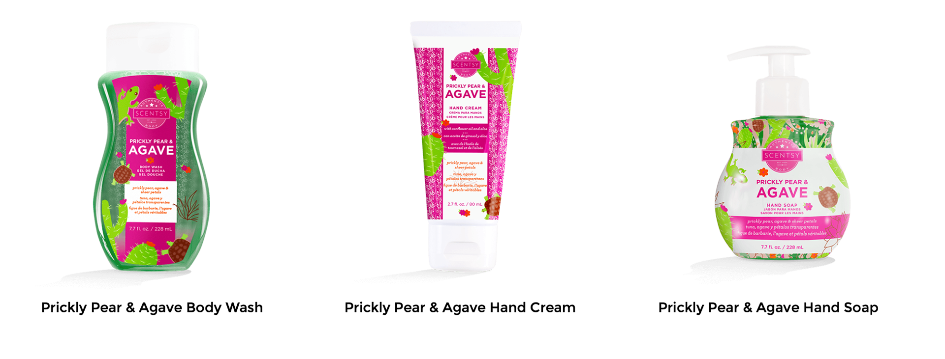 Various packaging forms for the scent "Prickly Pear & Agave" (available at scenty.com)