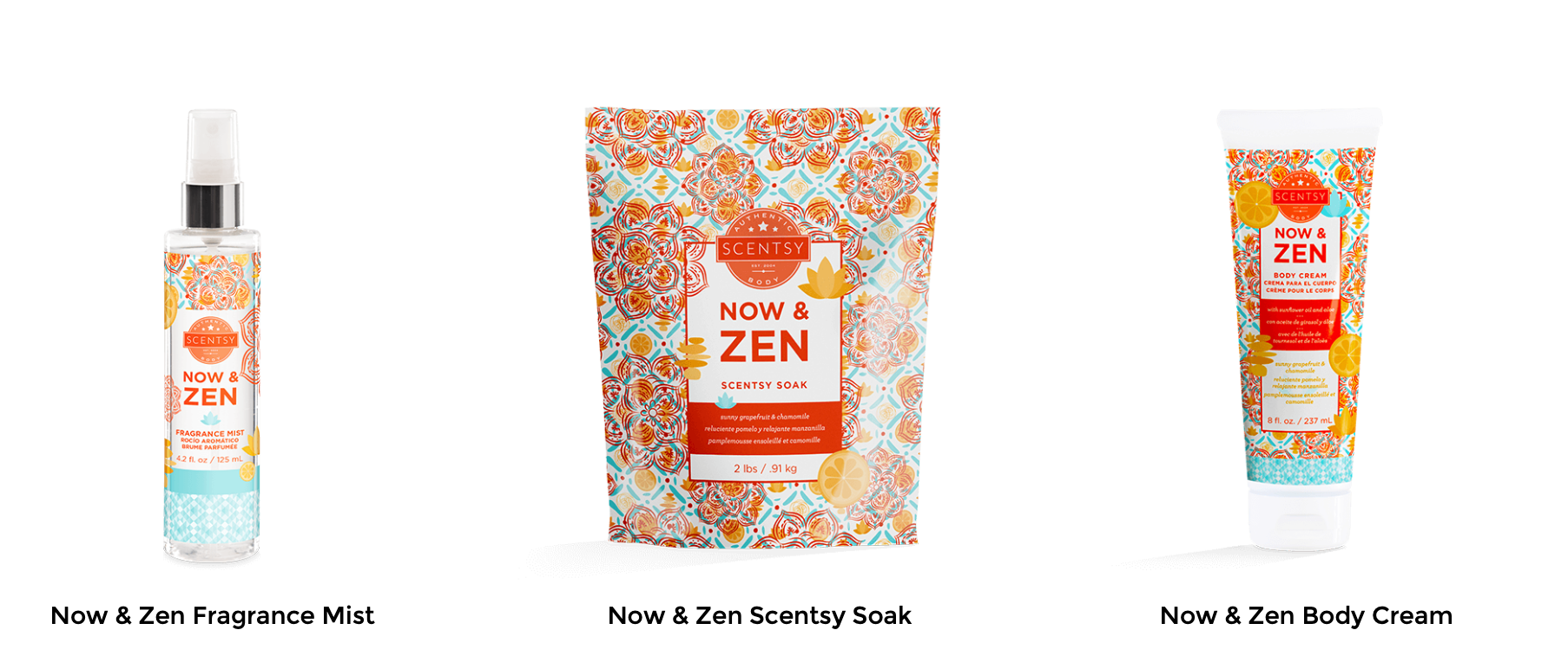 Various packaging forms for the scent "Now and Zen" (available at scenty.com)