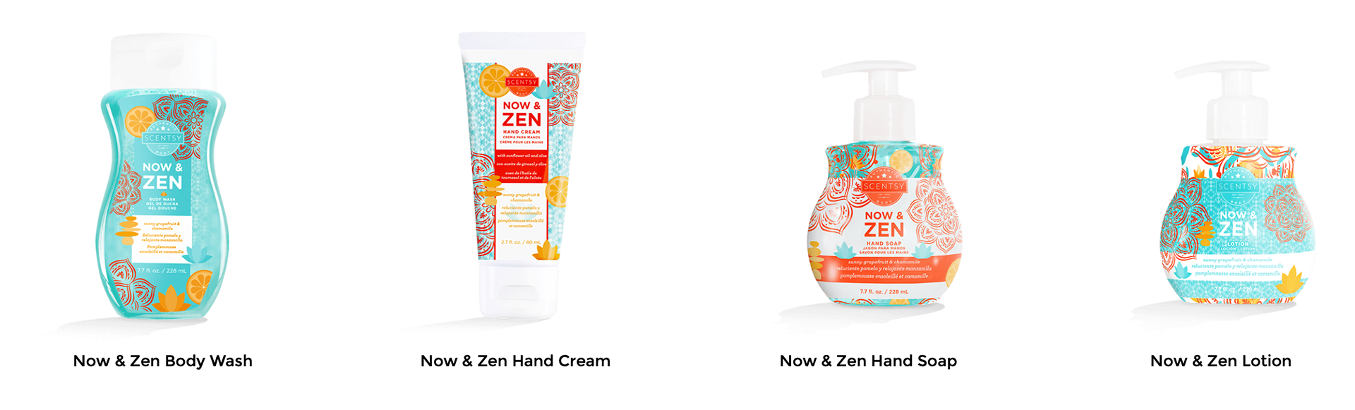 Various packaging forms for the scent "Now and Zen" (available at scenty.com)