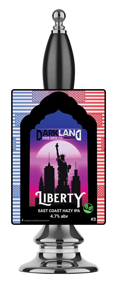 Darkland Indie Brew Co Liberty beer pump clip