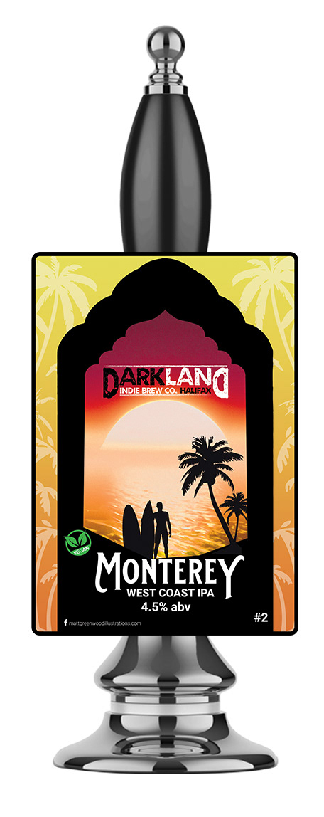 Darkland Indie Brew Co Monterey beer pump clip