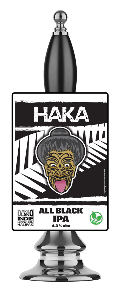 Darkland Indie Brew Co Haka beer pump clip