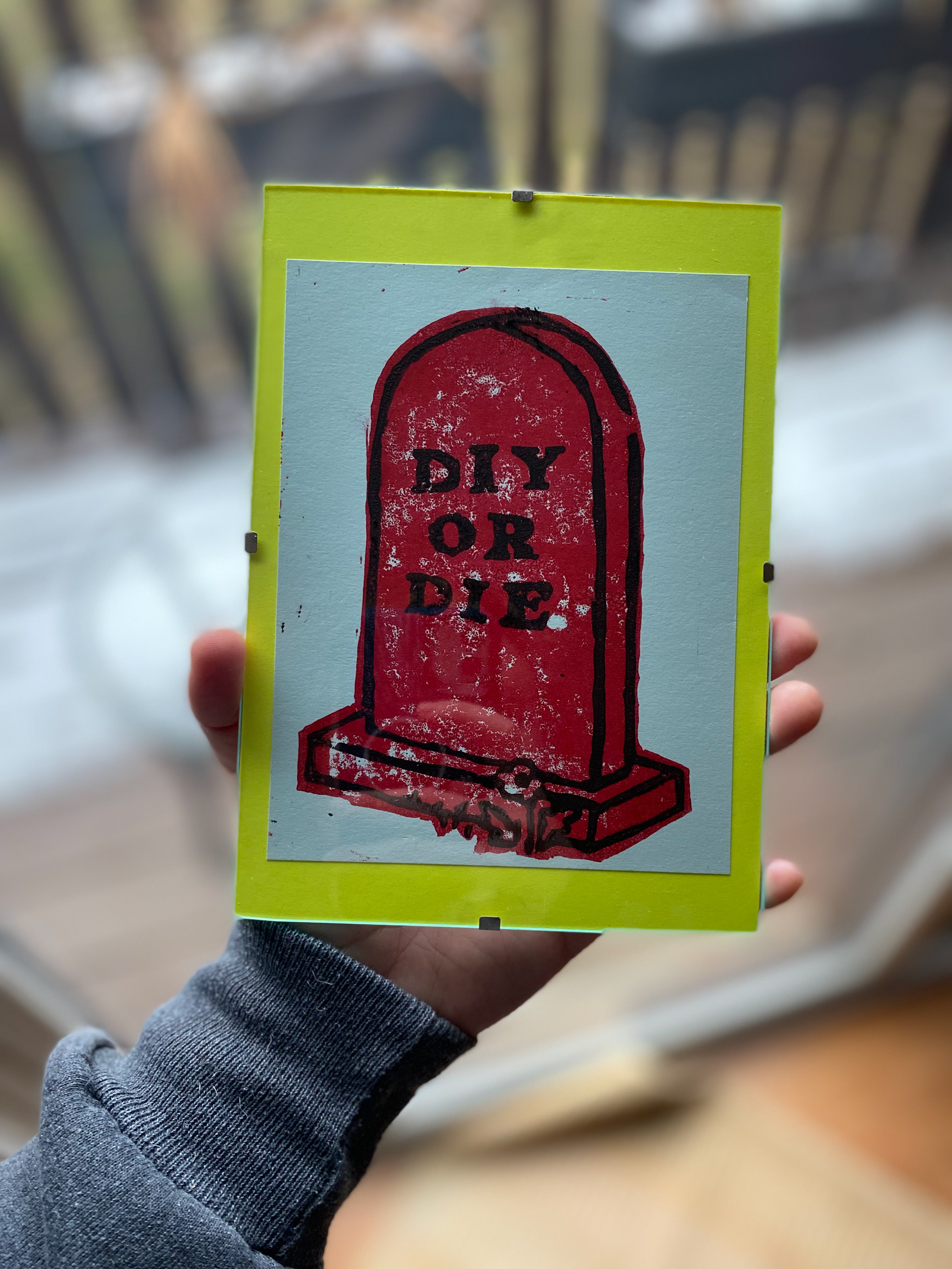 2 color linoleum print