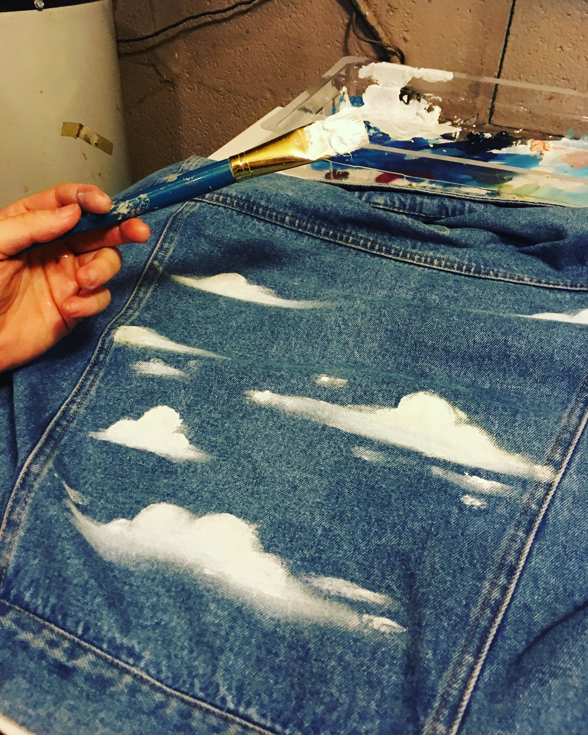 oil on denim