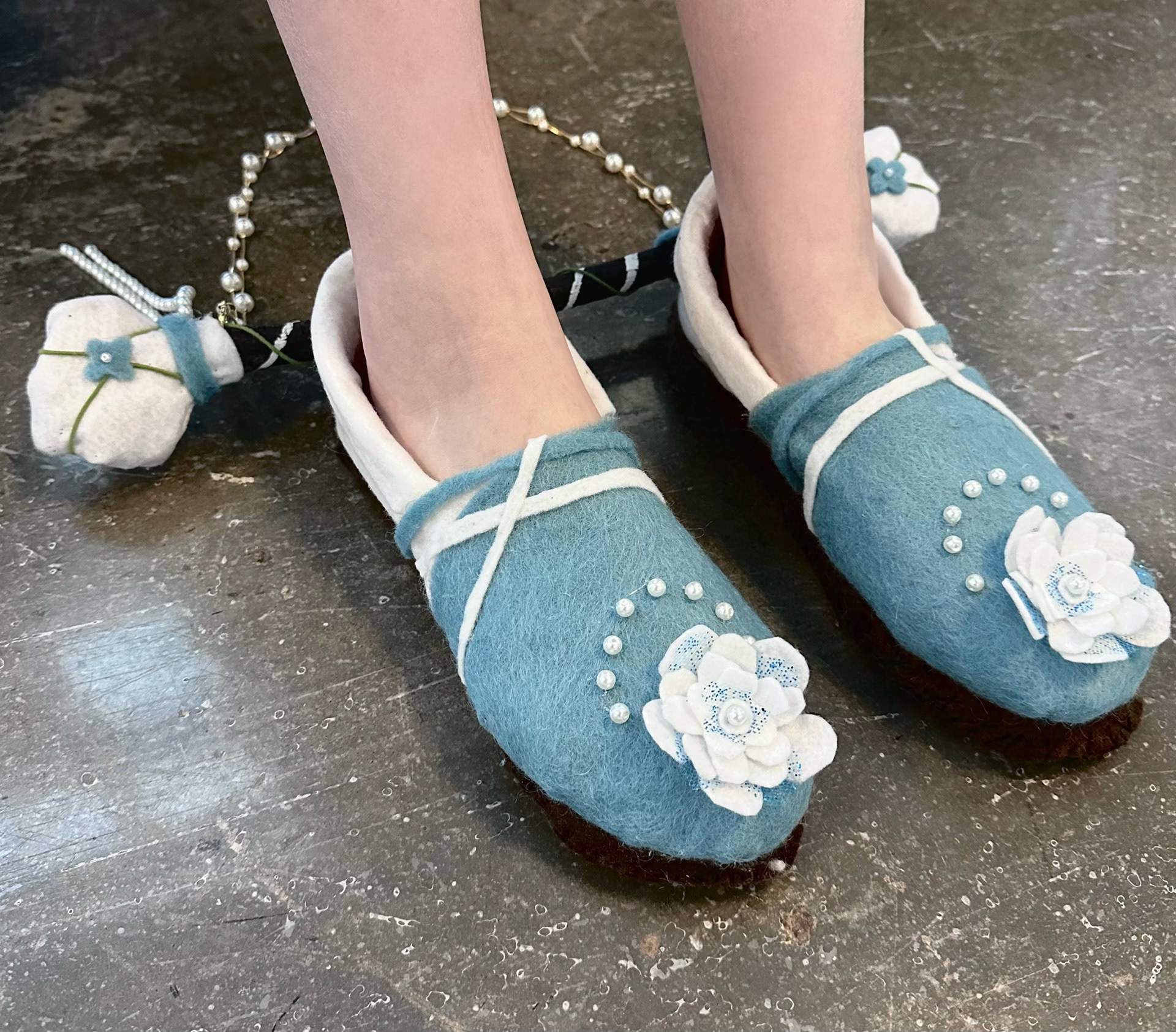 Wearable, mostly made of felt, sponge &wood