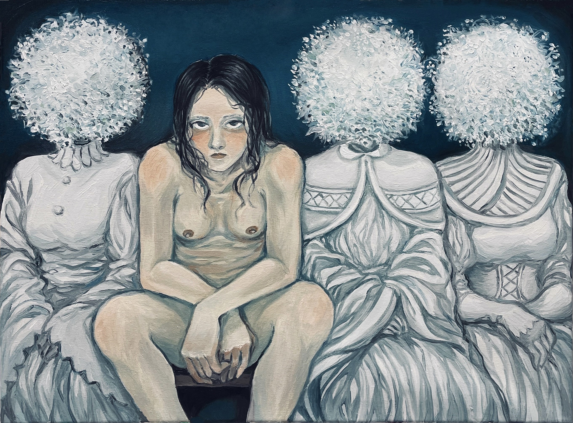 Flowers on Us, 2023, 24" x18", Oil on Canvas