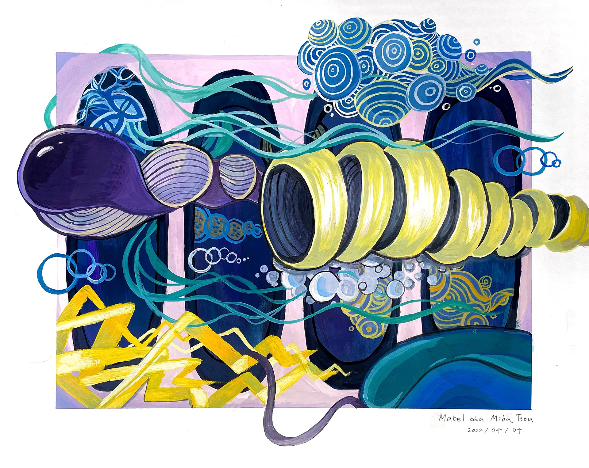 Dreamland, 2022, 16" x20", Acrylic on Paper