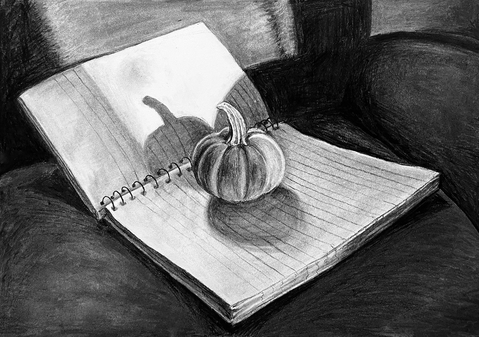 Still Life I, 2023, 24" x18", Charcoal on Paper
