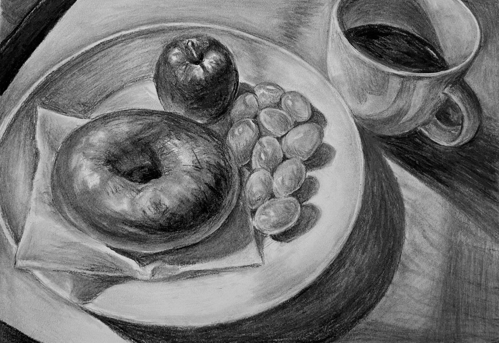 Still Life lI, 2023, 24" x18", Charcoal on Paper