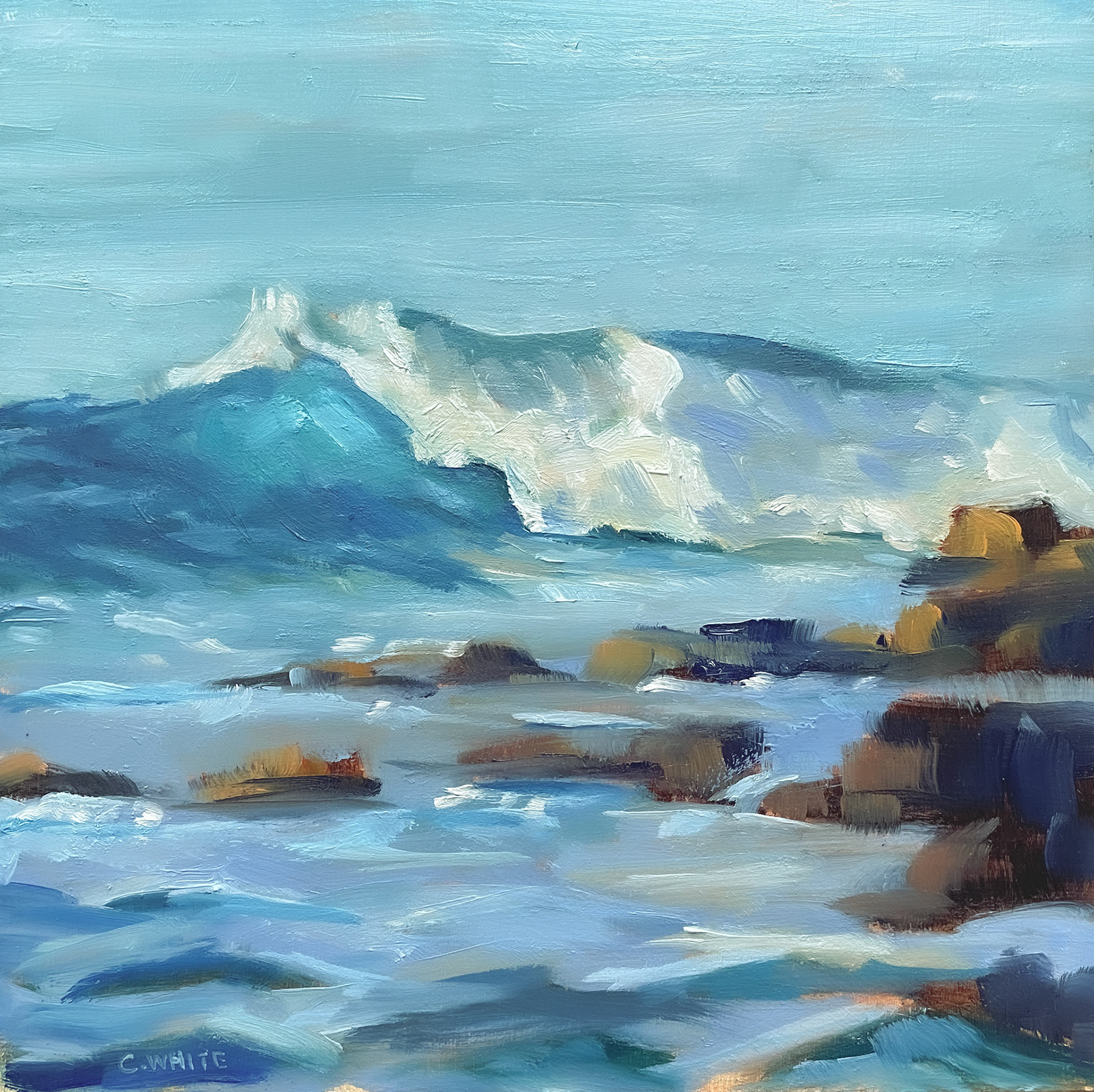 maui wave 8" X 8" OIL ON PANEL