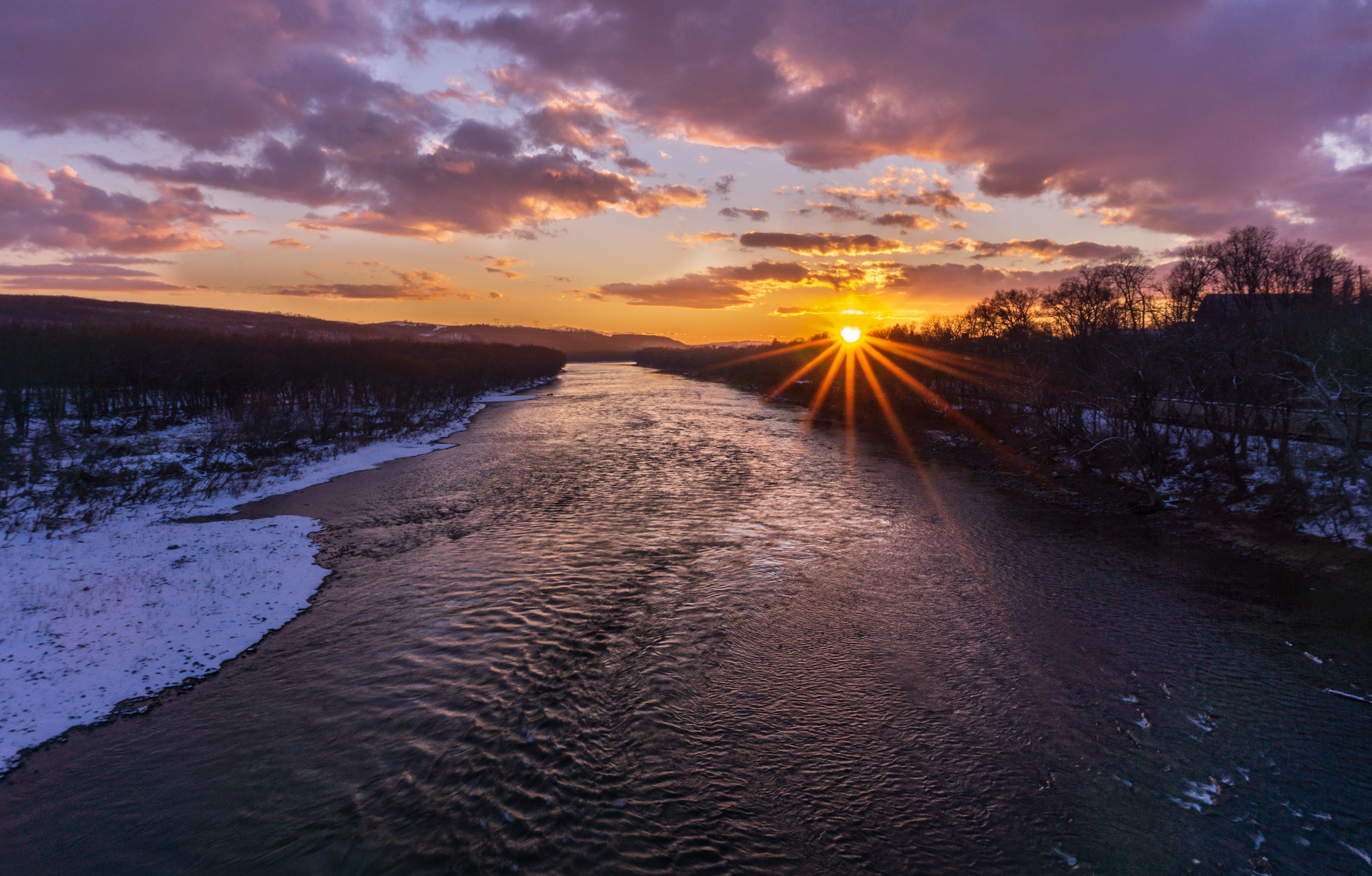 Snowy Susquehana Sunset, Berwick, PA