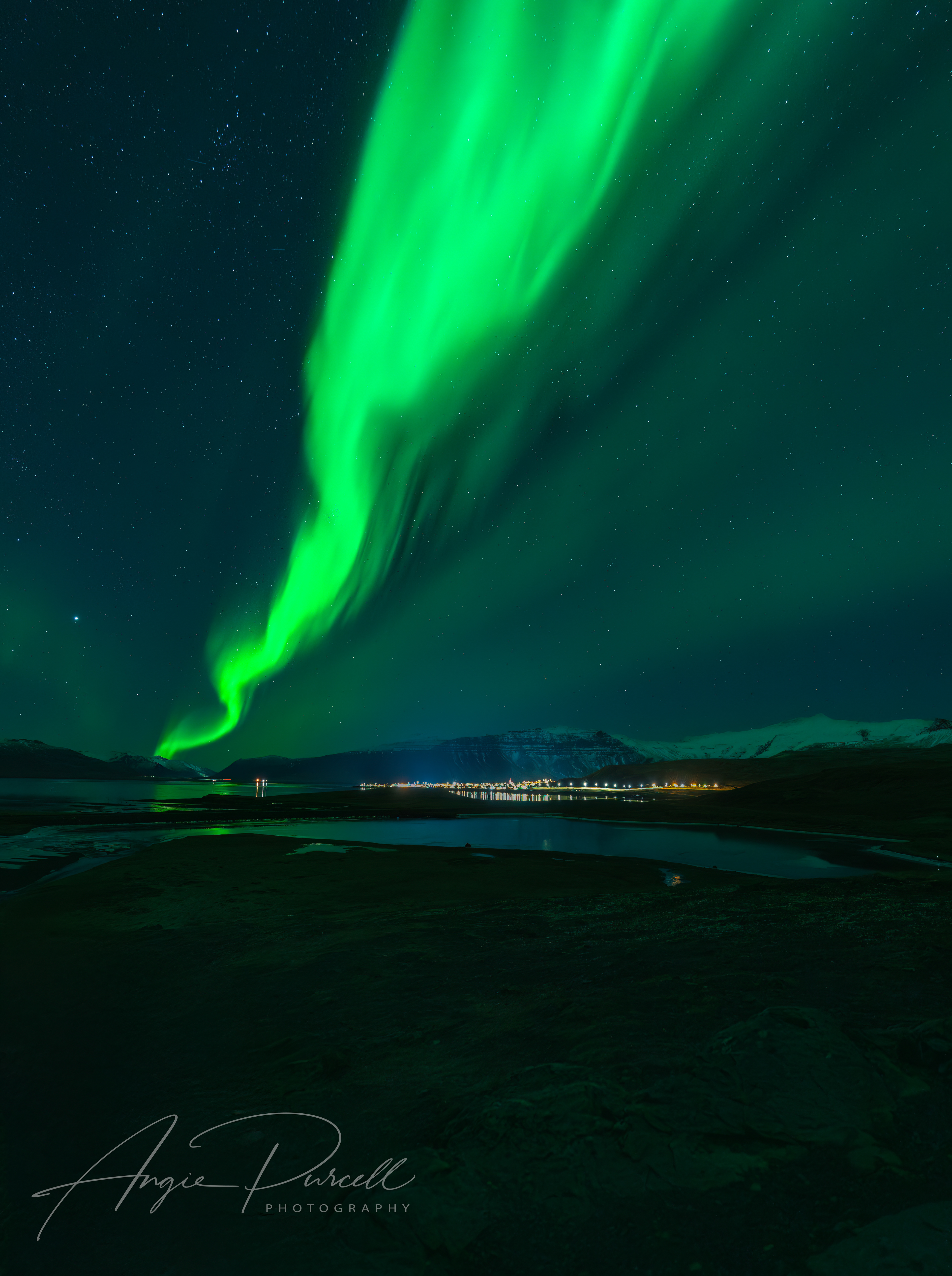 Lights over Grundarfjordur, Iceland