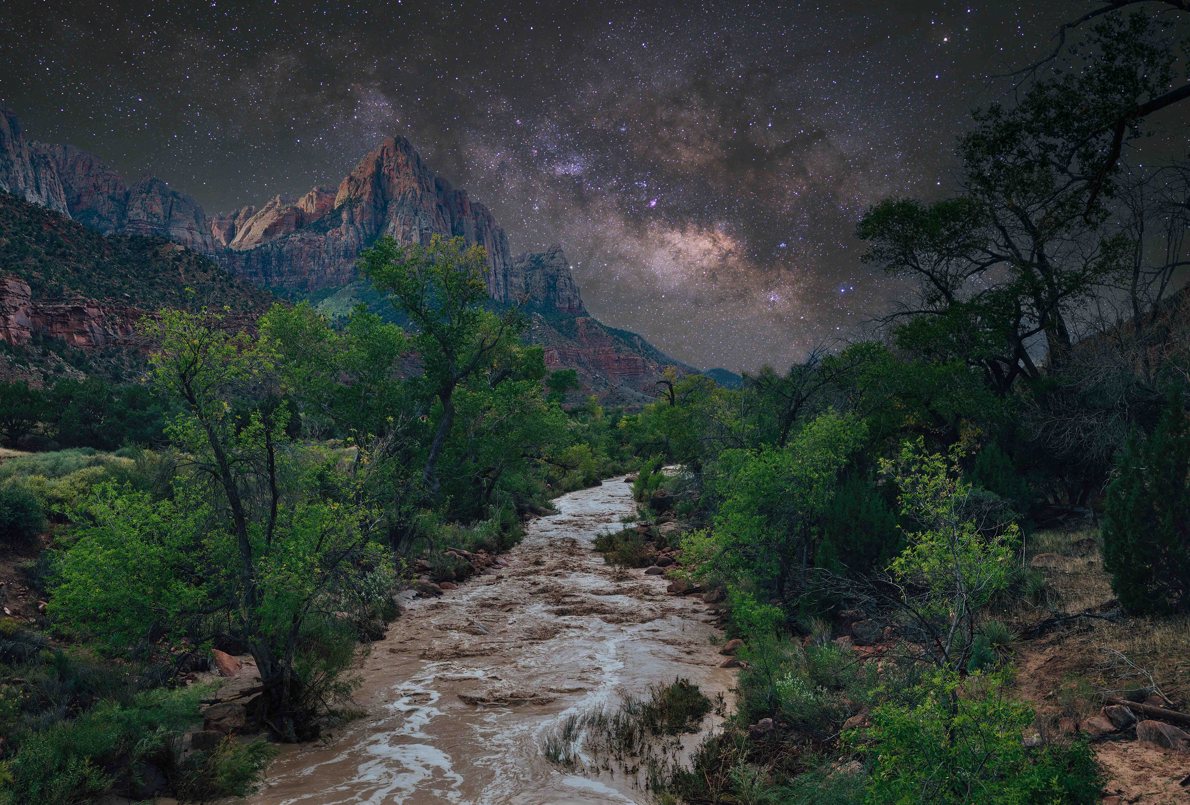 Milky Way over Watchman in Zion National Park, UT