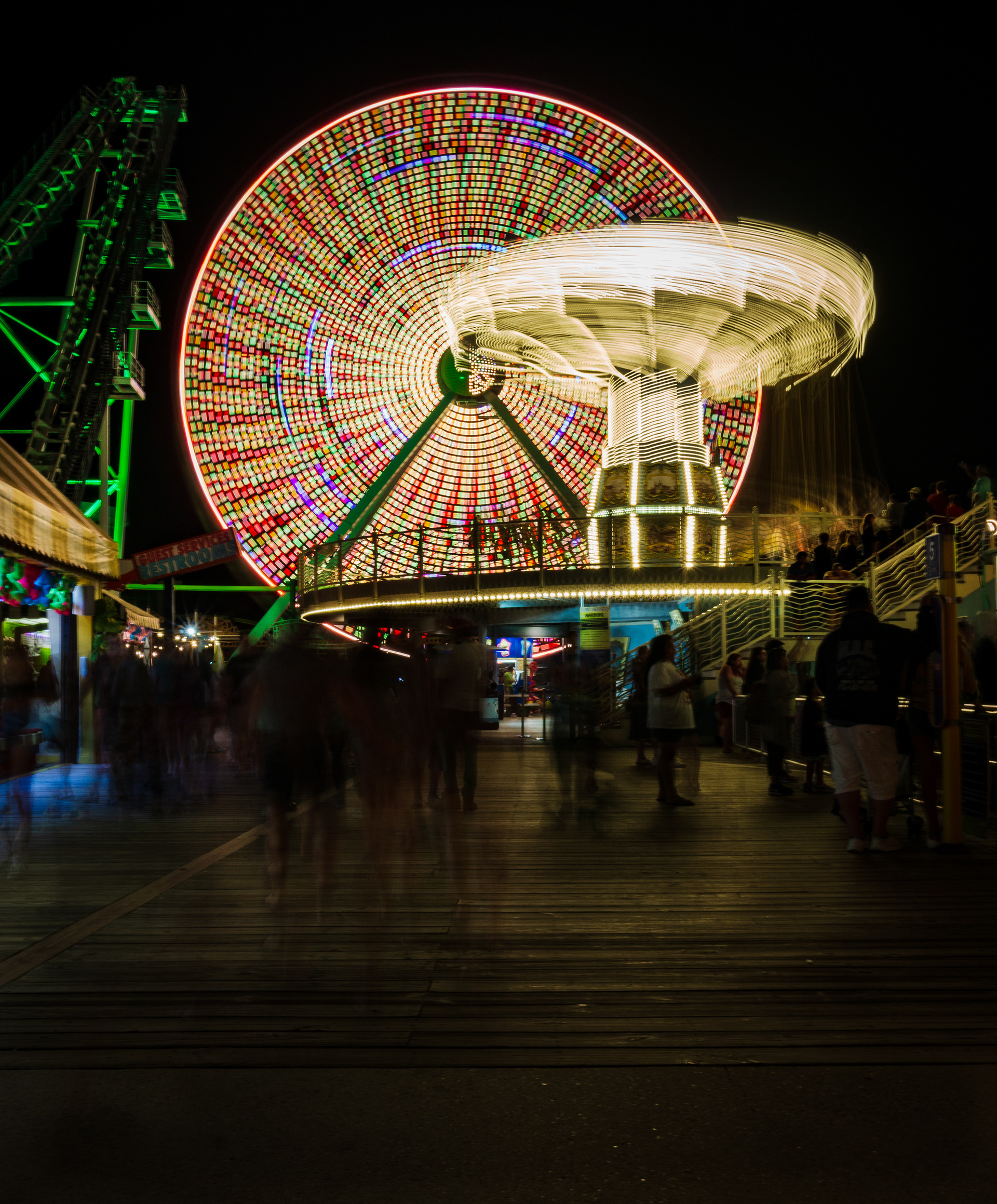 Lights and motion by the ocean