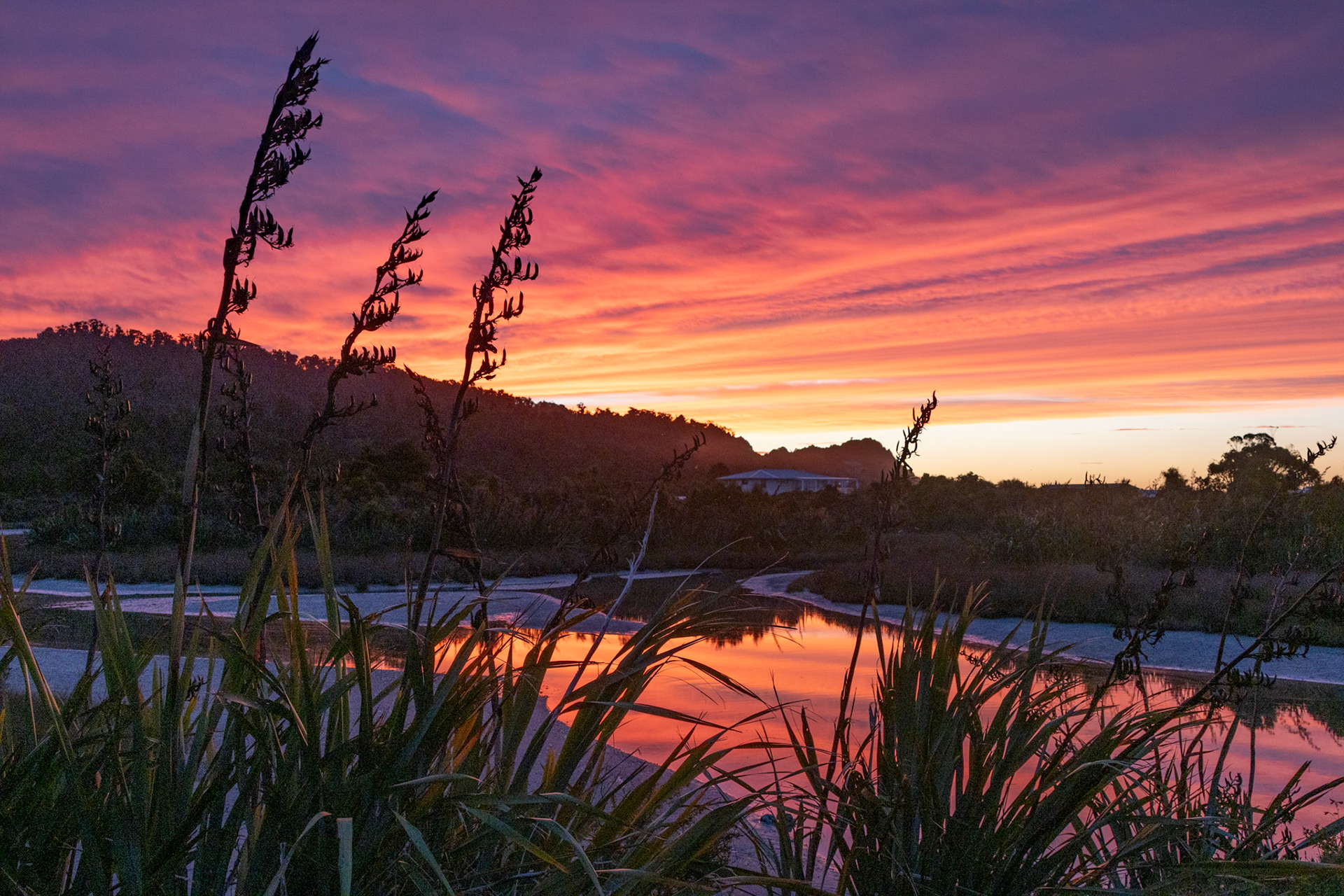 Last light, Okarito Lagoon