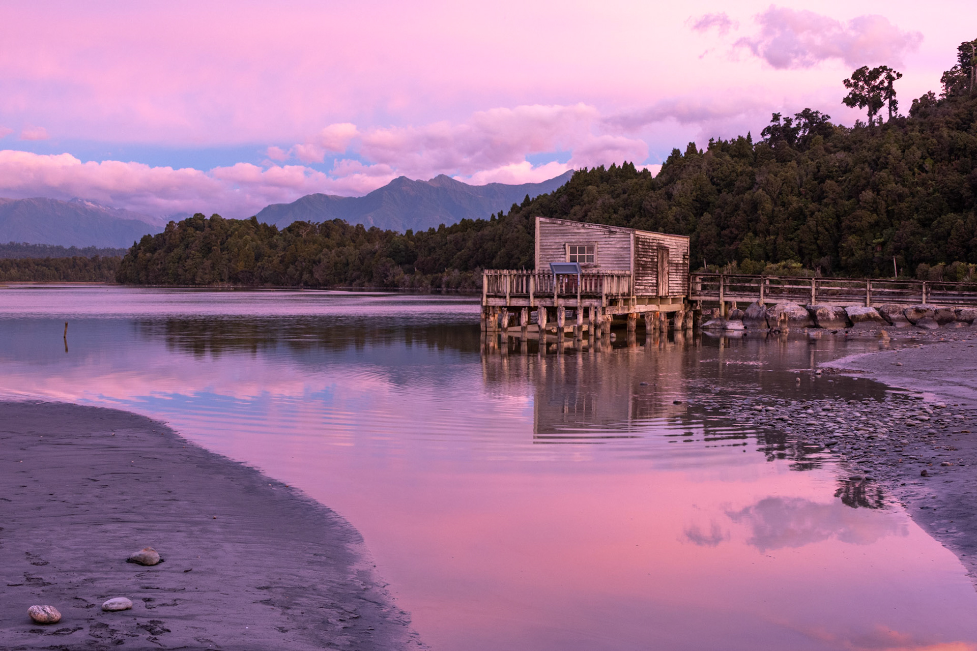 Boatshed, Okarito Lagoon