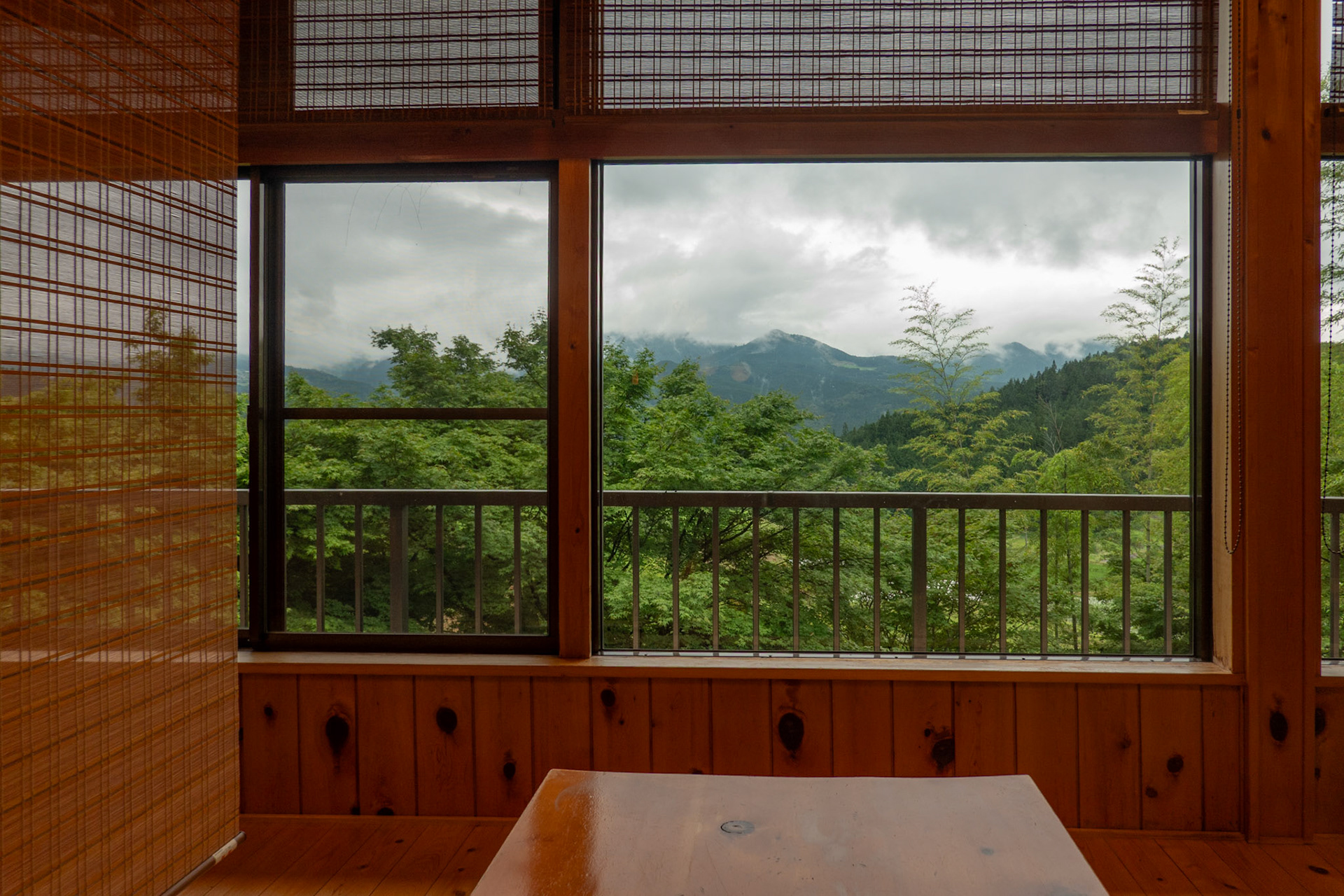 View from restaurant over mountains, Magome