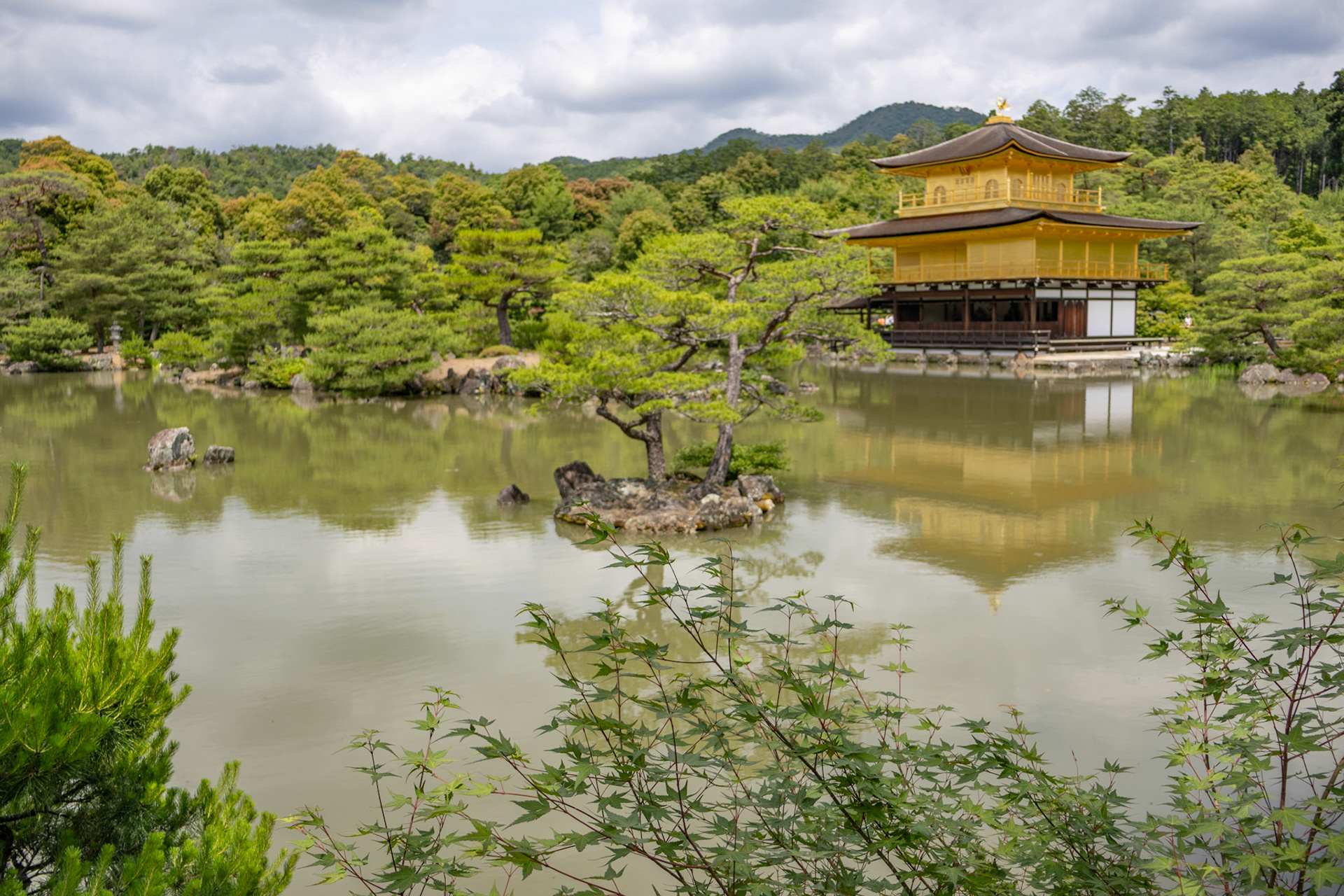 Kinkaku-ji (Golden Pavilion). Incredibly crowded, but paths well laid out so you got a good view of the whole thing